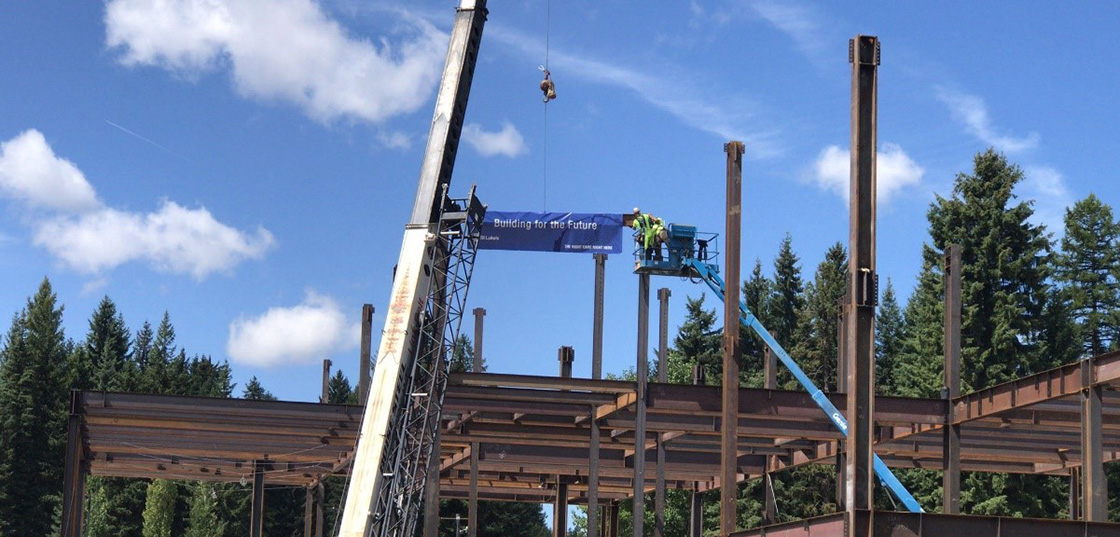 St Lukes McCall medical construction beam raising